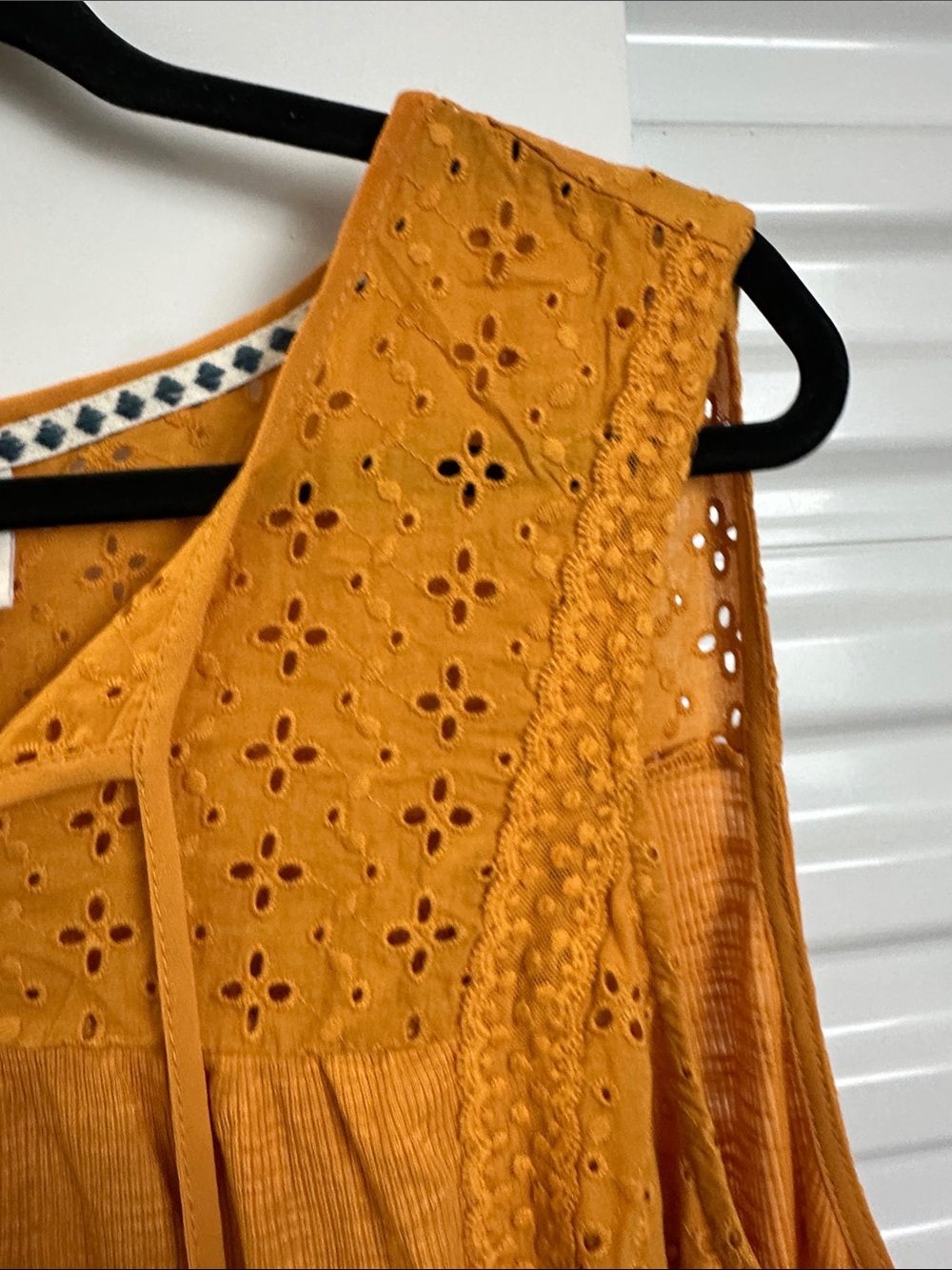 KNOX ROSE Mustard Eyelet Tassel Sleeveless Top - Women - Picture 5 of 9